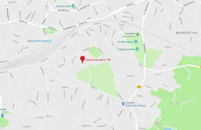 a map with a red marker on it at Modern 1BR / Near Gates of Dawn / Special Offer in Vilnius