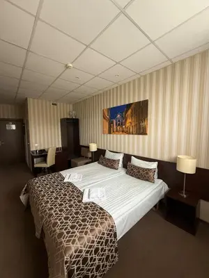 a bedroom with a large bed in a room at Naujamiescio Studio 305 in Vilnius
