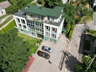 an overhead view of a house with a car in front at Mini dvivietis Free parking in Vilnius